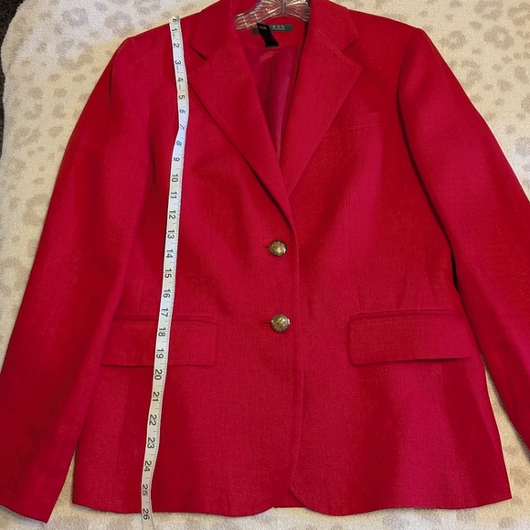Ralph Lauren Linen Red Blazer With Gold Buttons Old Money 10 Medium - Picture 9 of 12